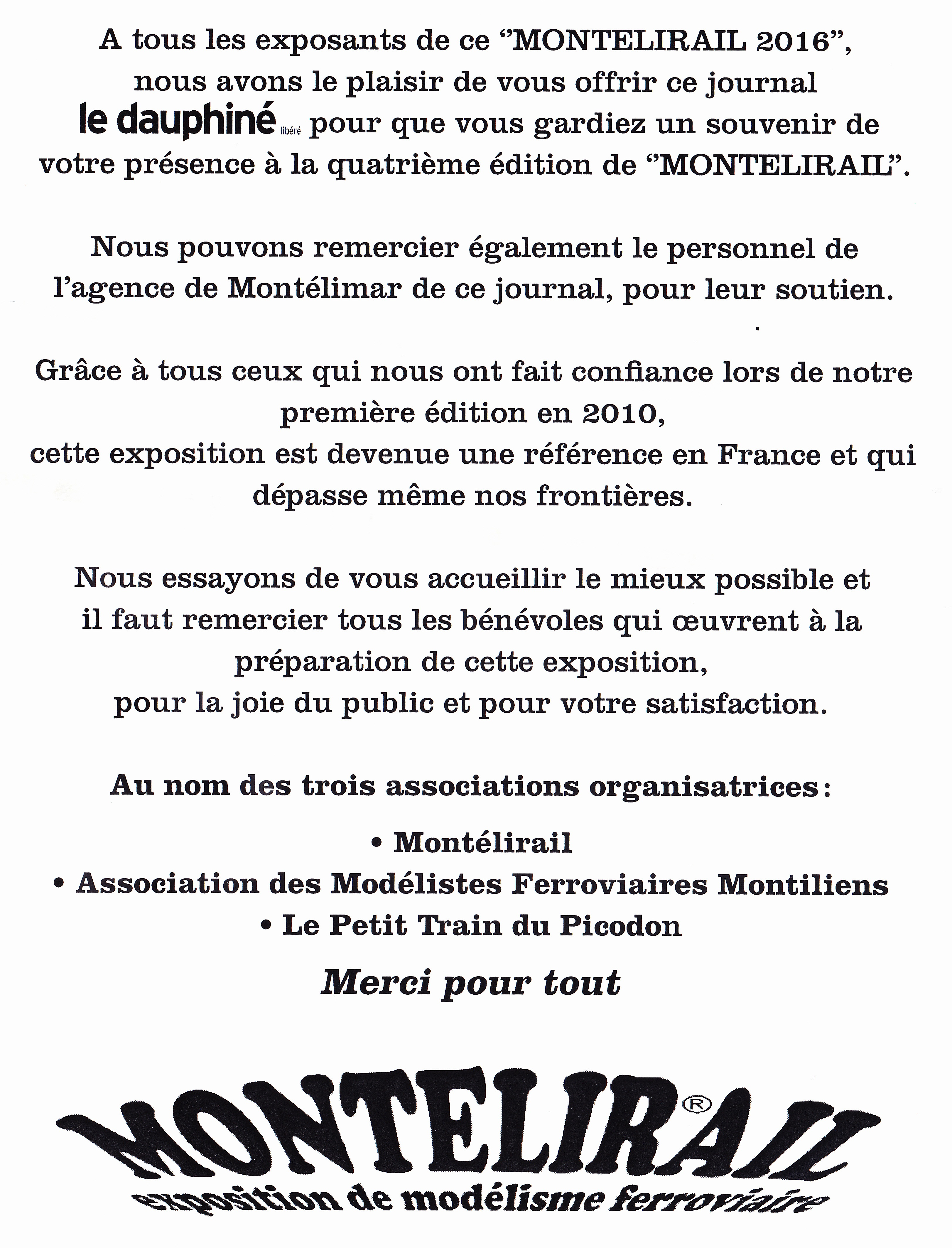 Remerciement MC Le Dauph