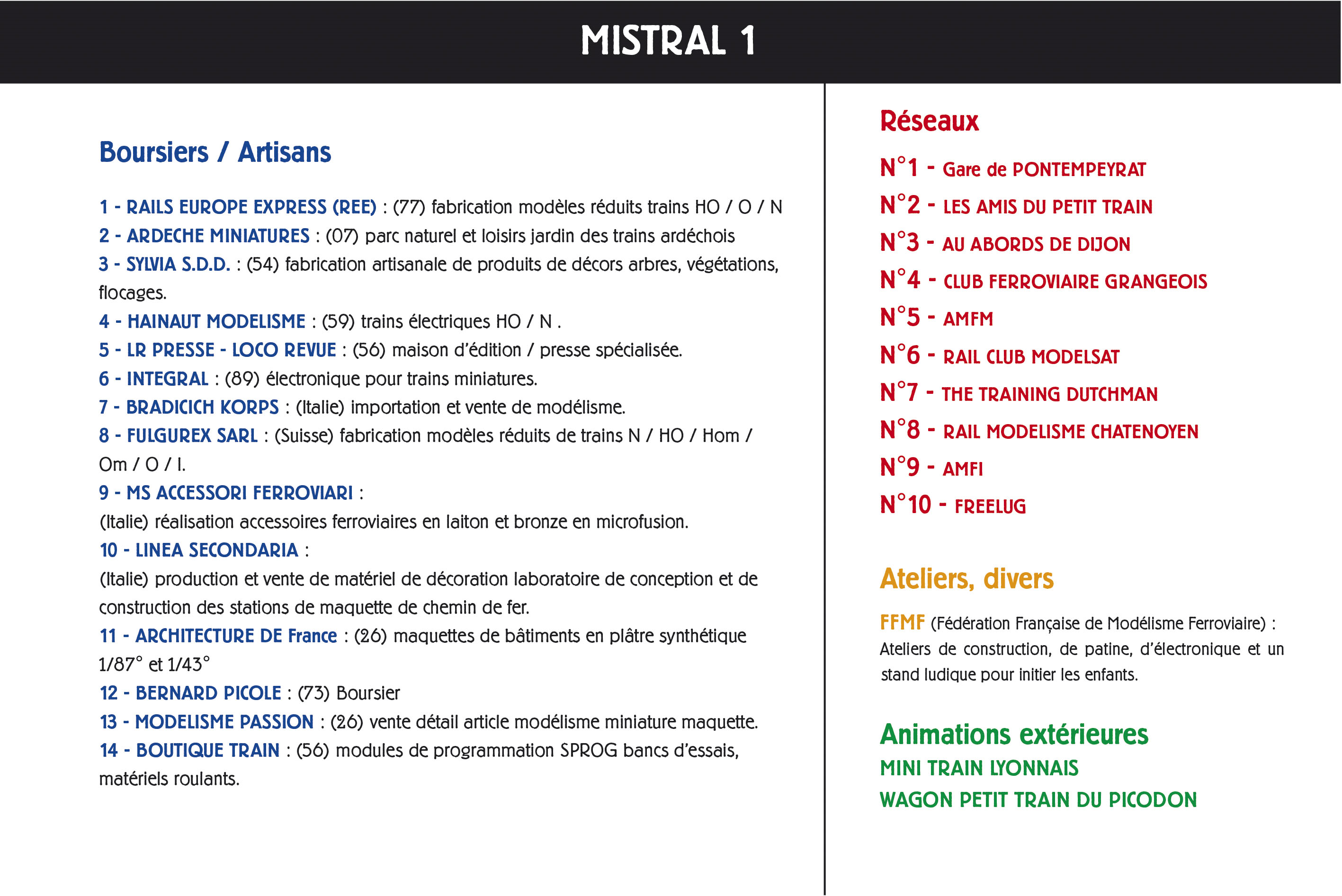 liste stand M1